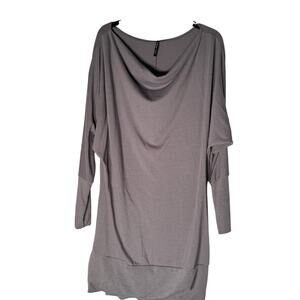 Poliana Plus Women's Knit Tunic Women's XL Gray Shirt Bottom Gathered